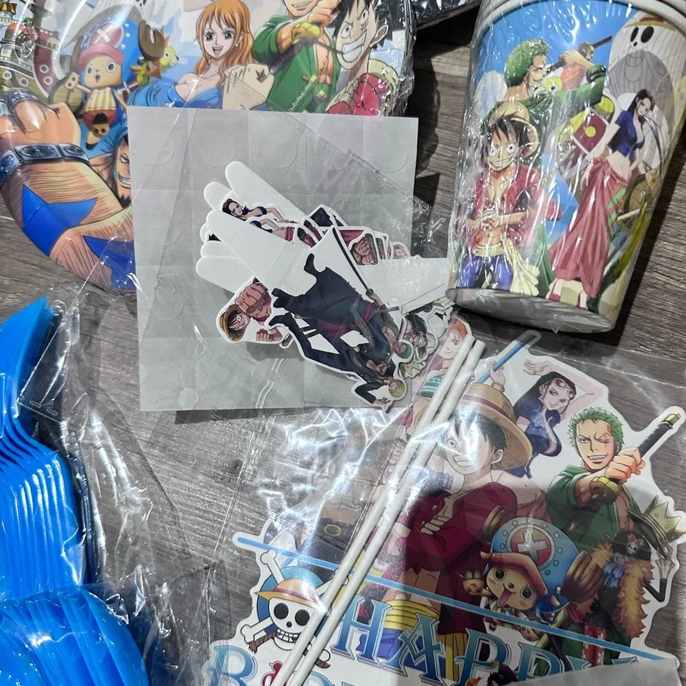 Anime Party Supplies Set with Plates, Cups, and Balloons